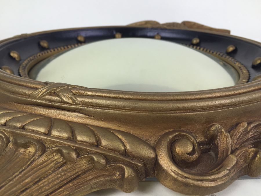 Vintage Gold Federal Eagle Convex Bubble Glass Bullseye Mirror Hollywood Regency [Photo 3]