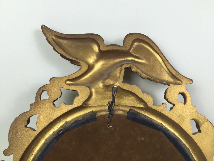 Vintage Gold Federal Eagle Convex Bubble Glass Bullseye Mirror Hollywood Regency [Photo 10]