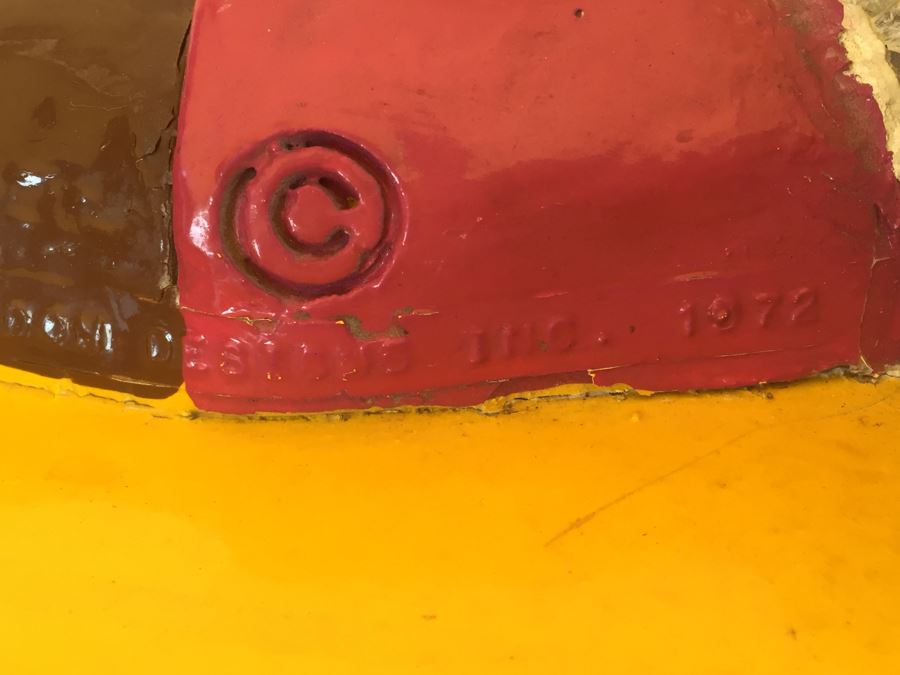 Very RARE Vintage 1972 McDonalds Captain Crook Fiberglass Framed Wall Plaque Pirate With Wooden Sword In Relief By Alfred Gordon Designs [Photo 3]