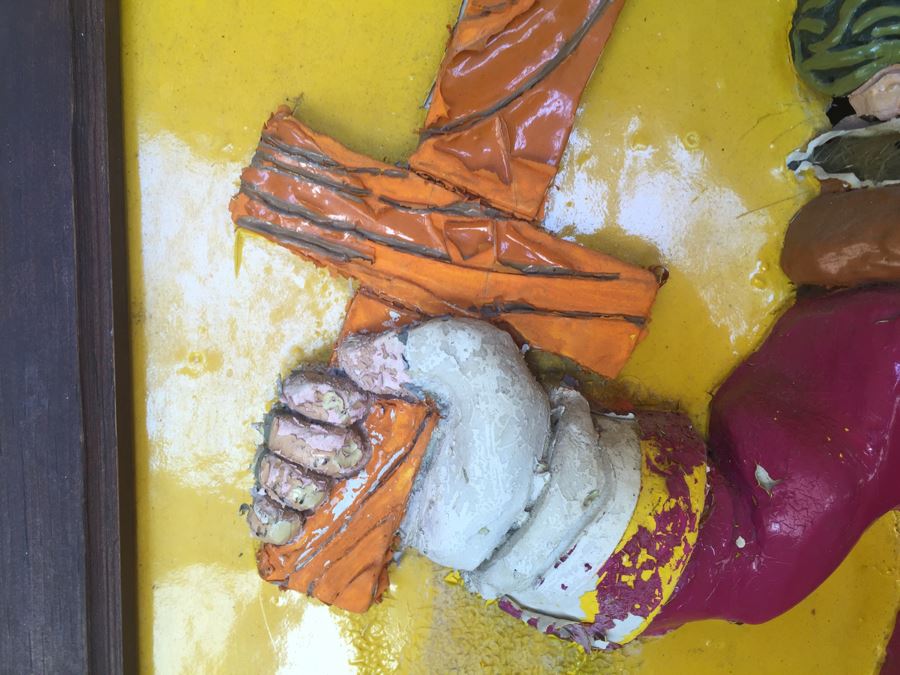 Very RARE Vintage 1972 McDonalds Captain Crook Fiberglass Framed Wall Plaque Pirate With Wooden Sword In Relief By Alfred Gordon Designs [Photo 9]