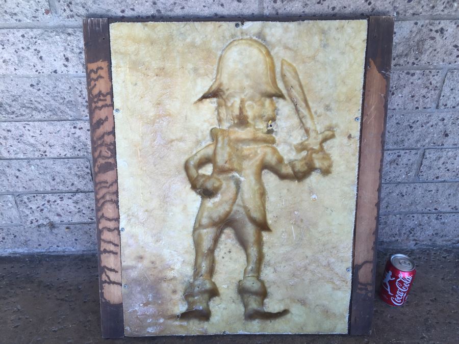 Very RARE Vintage 1972 McDonalds Captain Crook Fiberglass Framed Wall Plaque Pirate With Wooden Sword In Relief By Alfred Gordon Designs [Photo 16]