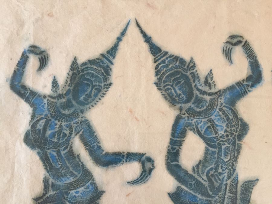 Set Of 4 Nicely Matted And Framed Vintage Thai Rubbings [Photo 10]