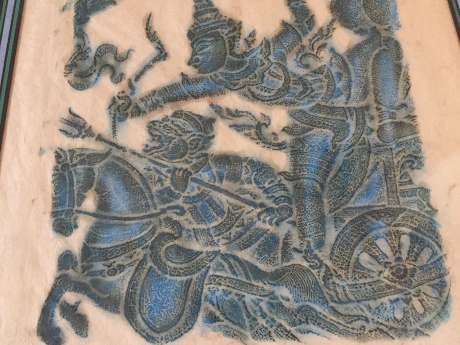 Set Of 4 Nicely Matted And Framed Vintage Thai Rubbings [Photo 13]