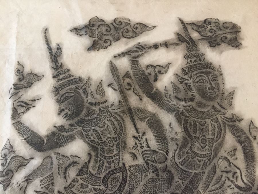 Set Of 4 Nicely Matted And Framed Vintage Thai Rubbings [Photo 19]