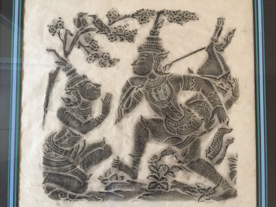Set Of 4 Nicely Matted And Framed Vintage Thai Rubbings [Photo 8]