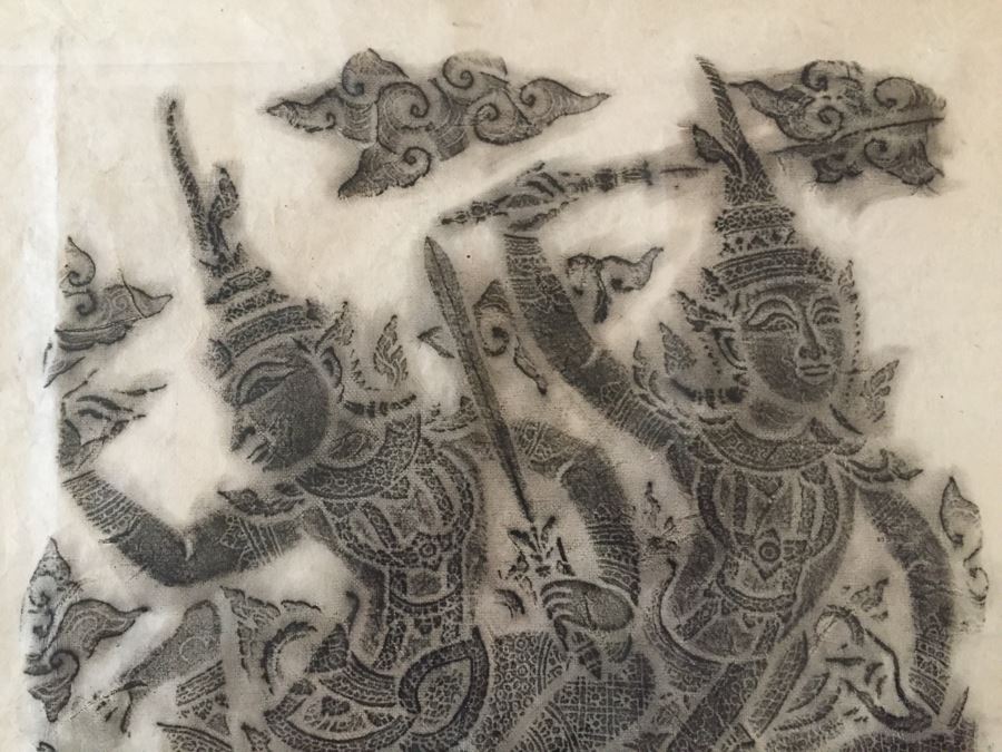Set Of 4 Nicely Matted And Framed Vintage Thai Rubbings [Photo 17]