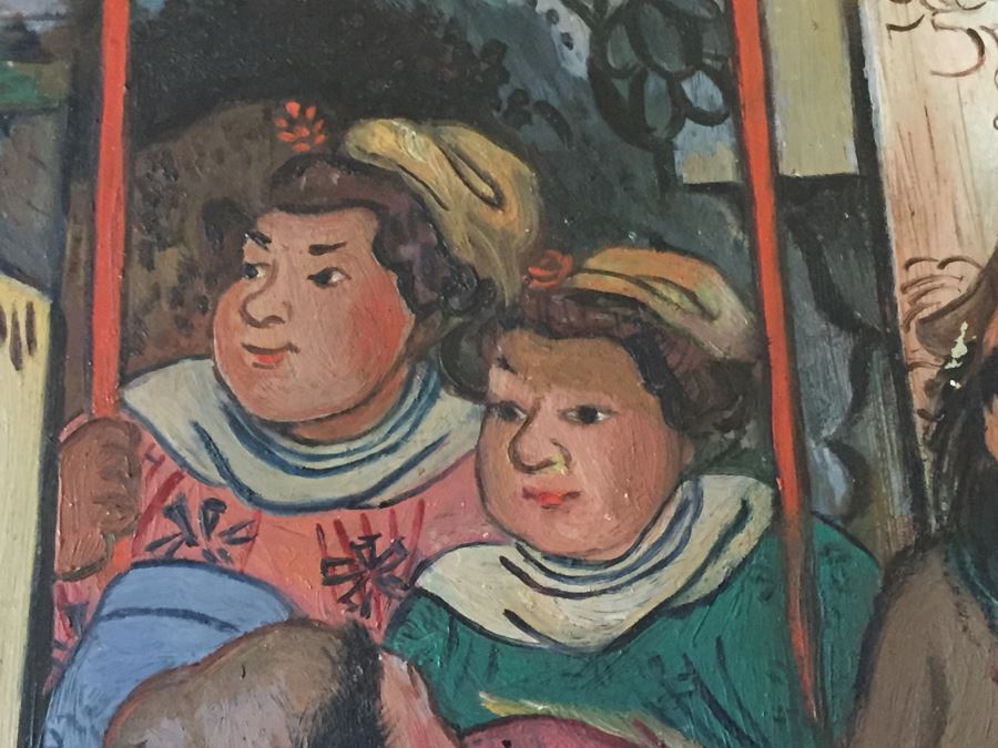 Vintage Pair Of Framed Asian Original Paintings On Board [Photo 19]