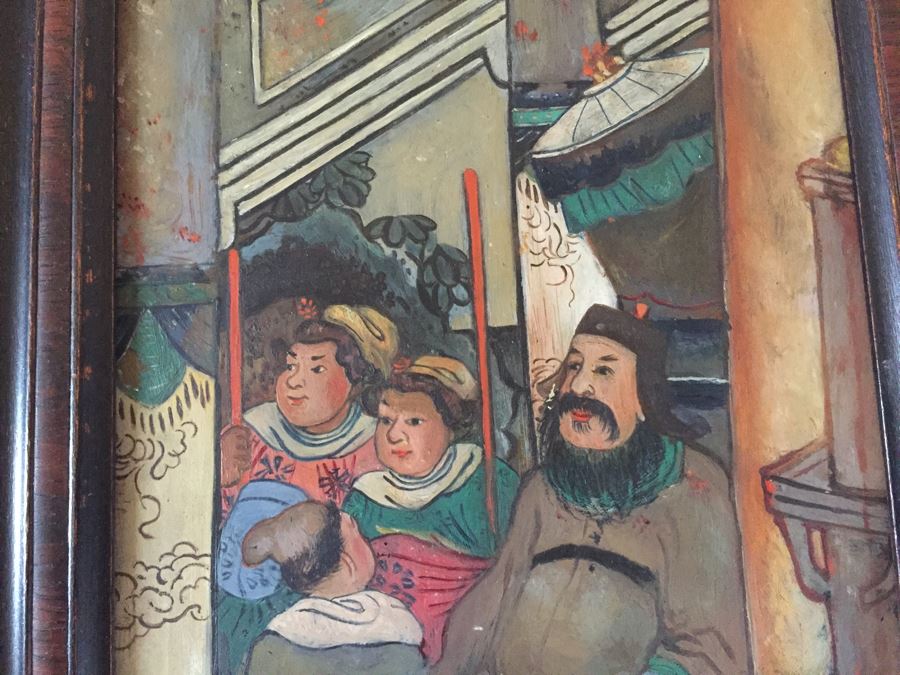 Vintage Pair Of Framed Asian Original Paintings On Board [Photo 12]