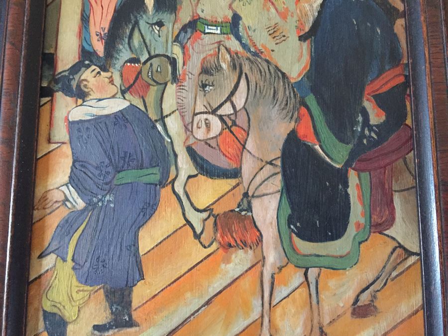 Vintage Pair Of Framed Asian Original Paintings On Board [Photo 7]