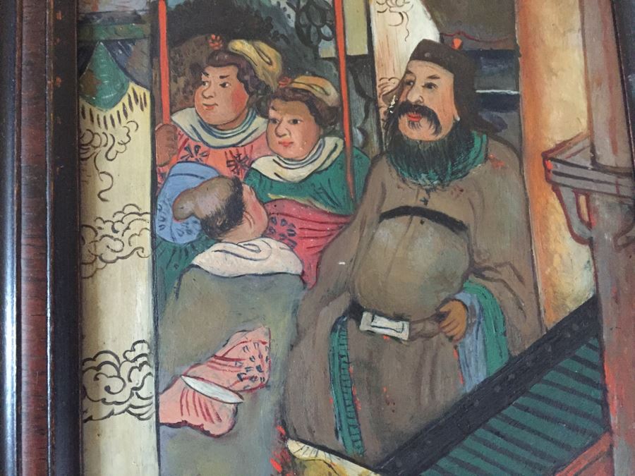 Vintage Pair Of Framed Asian Original Paintings On Board [Photo 13]