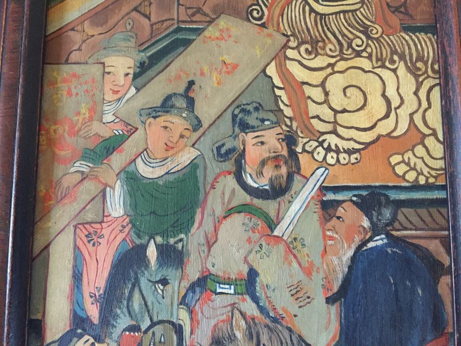 Vintage Pair Of Framed Asian Original Paintings On Board [Photo 6]