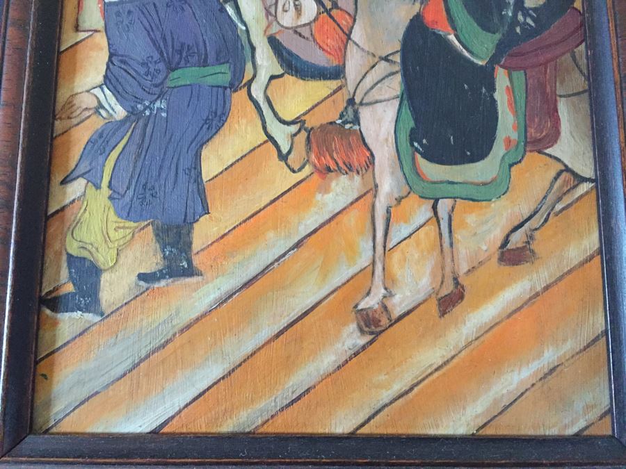 Vintage Pair Of Framed Asian Original Paintings On Board [Photo 8]