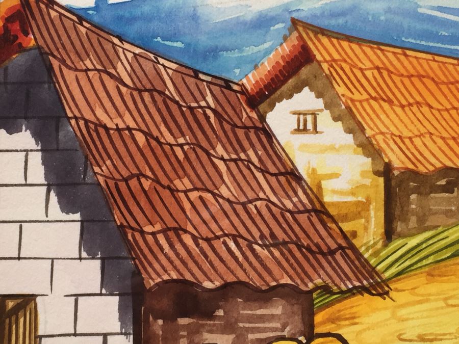 Framed Original Mexican Watercolor Painting By Ruiz [Photo 7]