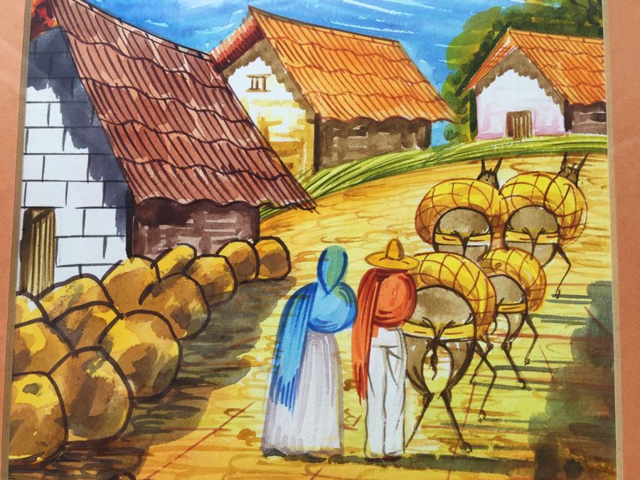 Framed Original Mexican Watercolor Painting By Ruiz [Photo 2]