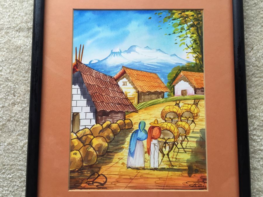 Framed Original Mexican Watercolor Painting By Ruiz [Photo 4]