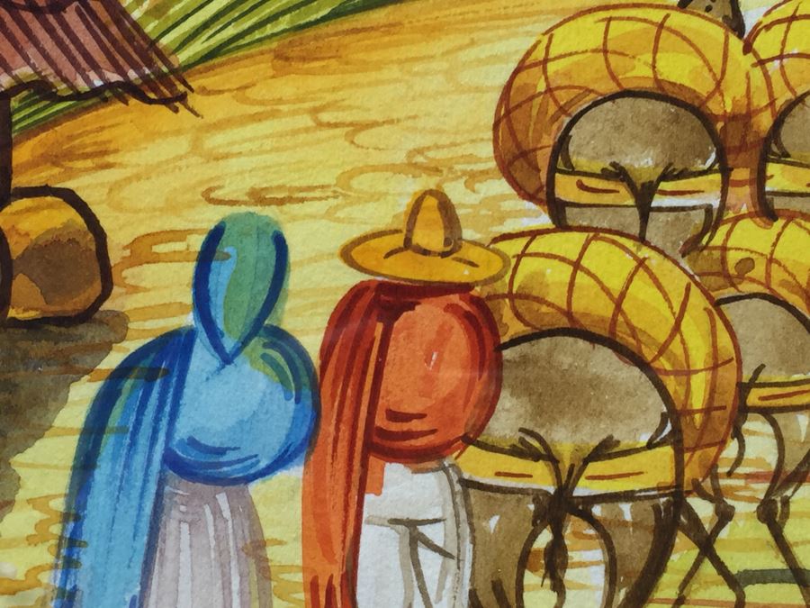 Framed Original Mexican Watercolor Painting By Ruiz [Photo 6]