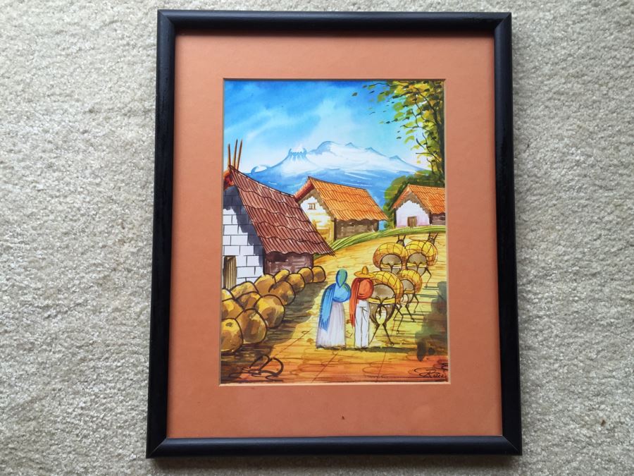 Framed Original Mexican Watercolor Painting By Ruiz [Photo 1]