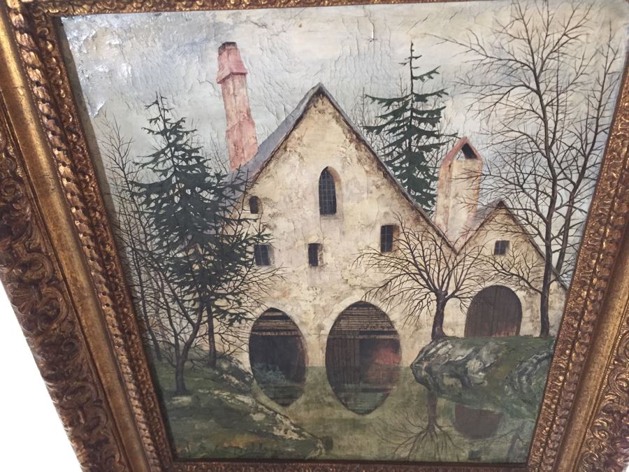 Original Antique Oil Painting By Josselin Bodley (1893–1974) Titled Old Monastic Mill Near Canterbury, England Estimate $1,000-$2,000 [Photo 24]