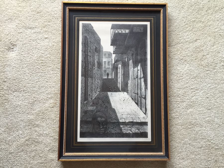 Louis Lozowick Lithograph, Safed, Israel, 1962 Hand Signed
