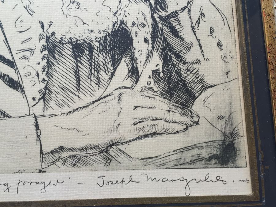 Framed Joseph Margulies Print Titled 'Meditating During Prayer' [Photo 8]