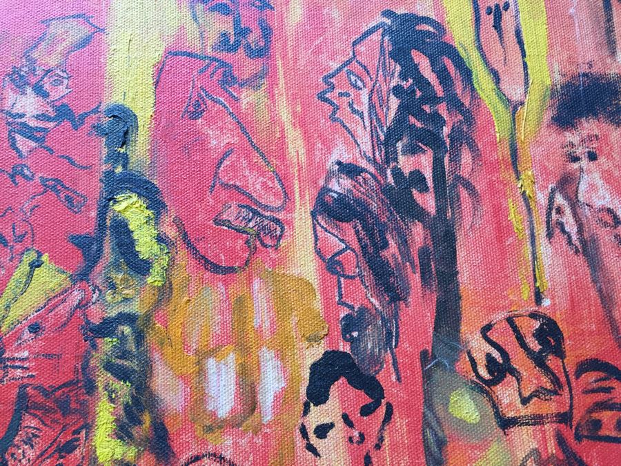 Original Painting On Canvas By Melanie Pakula Collage Of Faces 1966 [Photo 3]