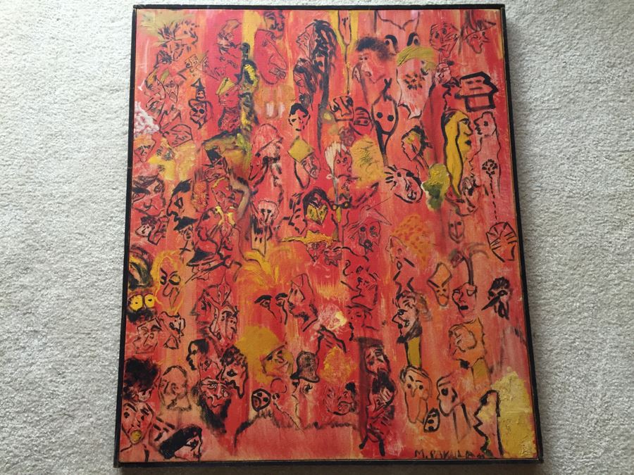 Original Painting On Canvas By Melanie Pakula Collage Of Faces 1966 [Photo 4]