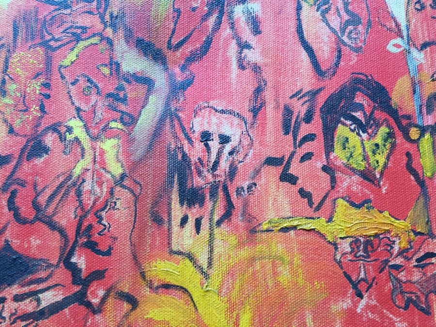 Original Painting On Canvas By Melanie Pakula Collage Of Faces 1966 [Photo 11]