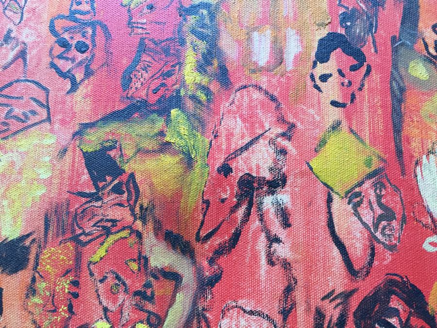 Original Painting On Canvas By Melanie Pakula Collage Of Faces 1966 [Photo 8]