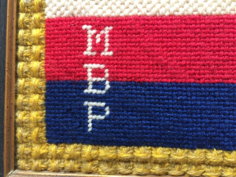 1976 Original Needlepoint Framed Book Promotion Needlepoint Advertisement For Marion Broome Pakula's Crown Publishing Book Tour [Photo 3]