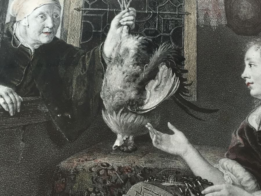 Antique Pair Of Stunning Black Forest Hand Carved Wooden Frames With Reverse Painted Glass Engravings [Photo 22]