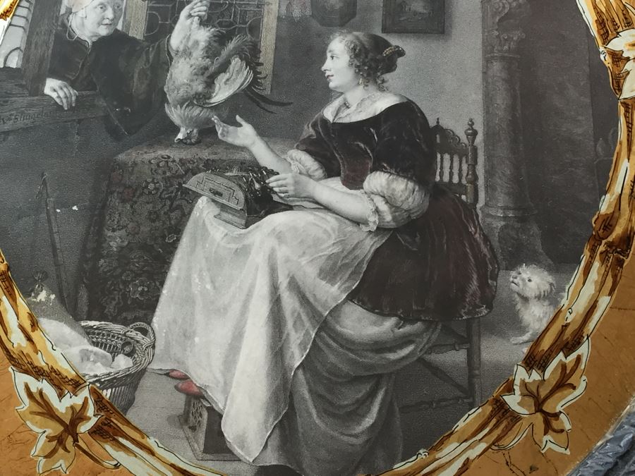 Antique Pair Of Stunning Black Forest Hand Carved Wooden Frames With Reverse Painted Glass Engravings [Photo 25]