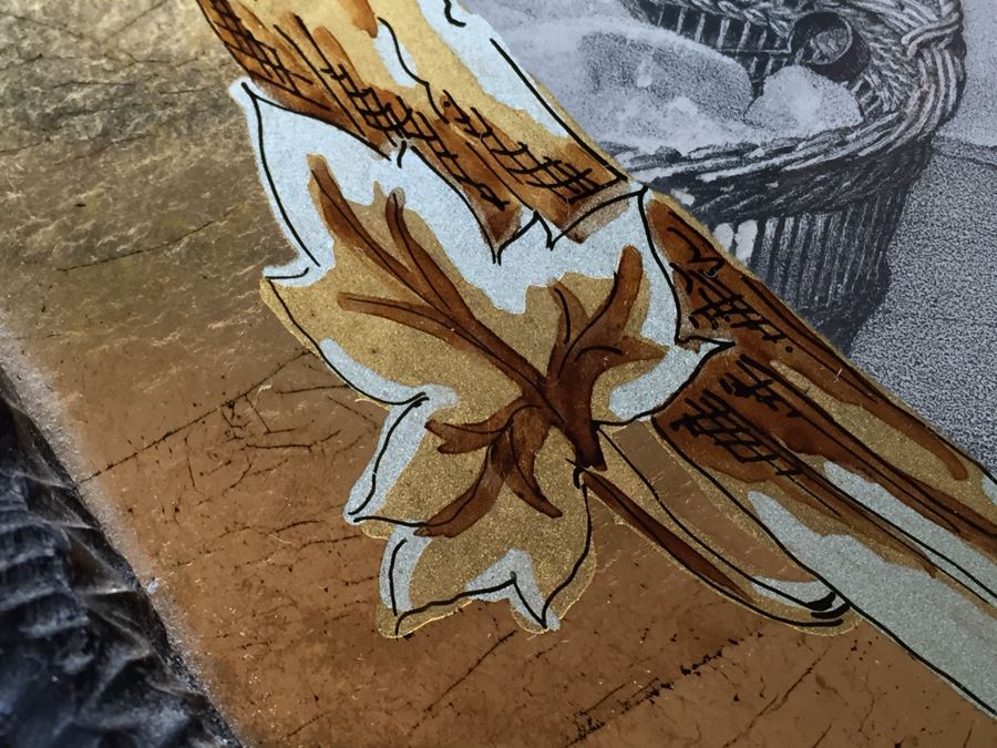 Antique Pair Of Stunning Black Forest Hand Carved Wooden Frames With Reverse Painted Glass Engravings [Photo 14]