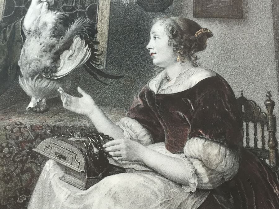 Antique Pair Of Stunning Black Forest Hand Carved Wooden Frames With Reverse Painted Glass Engravings [Photo 23]