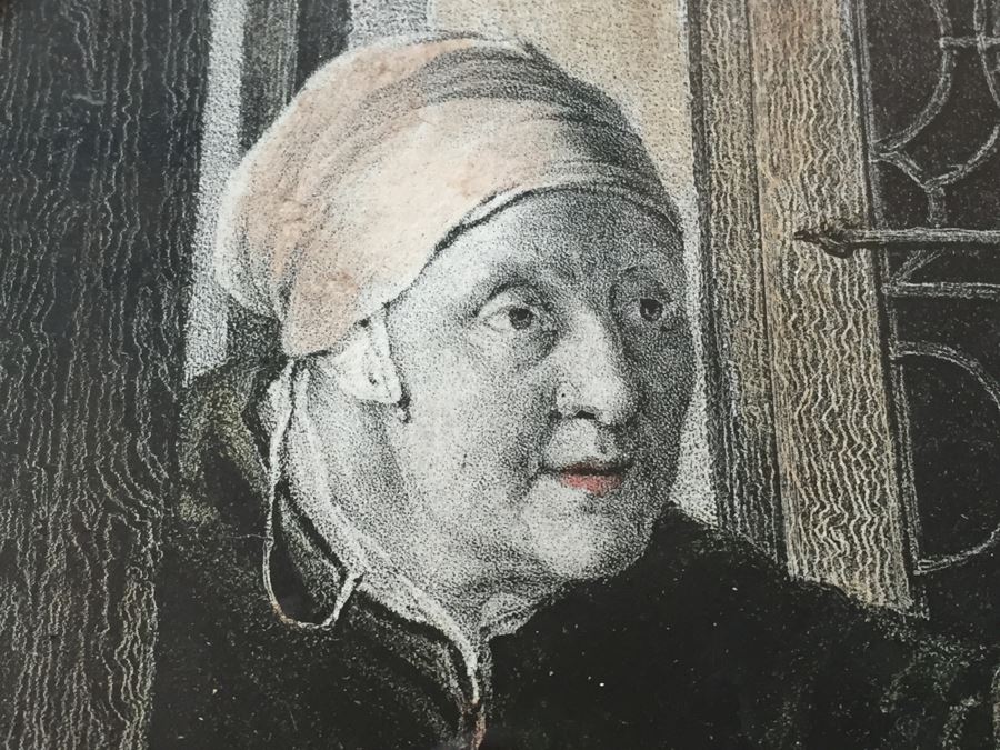 Antique Pair Of Stunning Black Forest Hand Carved Wooden Frames With Reverse Painted Glass Engravings [Photo 16]