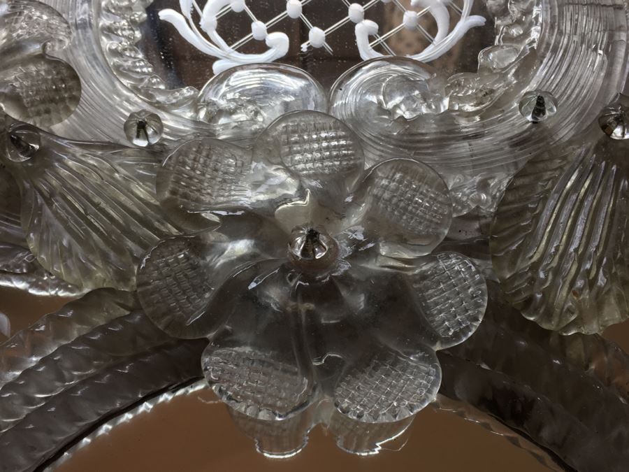 Magnificent Hand Etched Vintage Italian Venetian Wall Mirror Lap Carried Back From Italy [Photo 5]