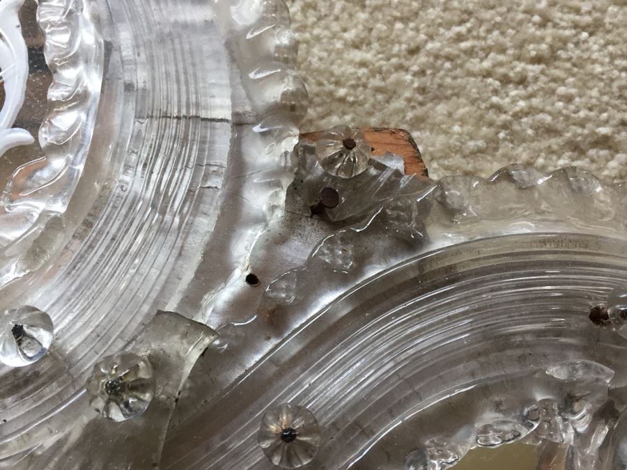 Magnificent Hand Etched Vintage Italian Venetian Wall Mirror Lap Carried Back From Italy [Photo 9]