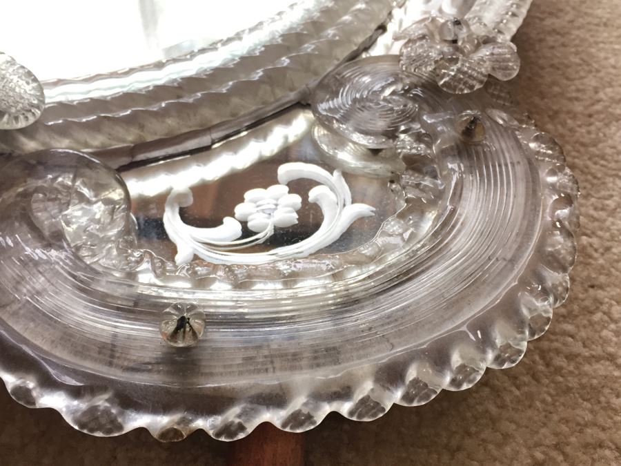 Magnificent Hand Etched Vintage Italian Venetian Wall Mirror Lap Carried Back From Italy [Photo 13]