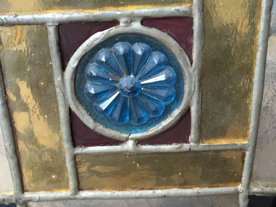 Wrought Iron And Stained Glass Hanging Light Fixture [Photo 8]