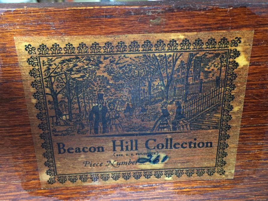 Stately Breakfront Bookcase With Bubble Glass Kaplan Furniture 'Beacon Hill Collection' With Pull Out Leather Top Secretary Desk [Photo 3]