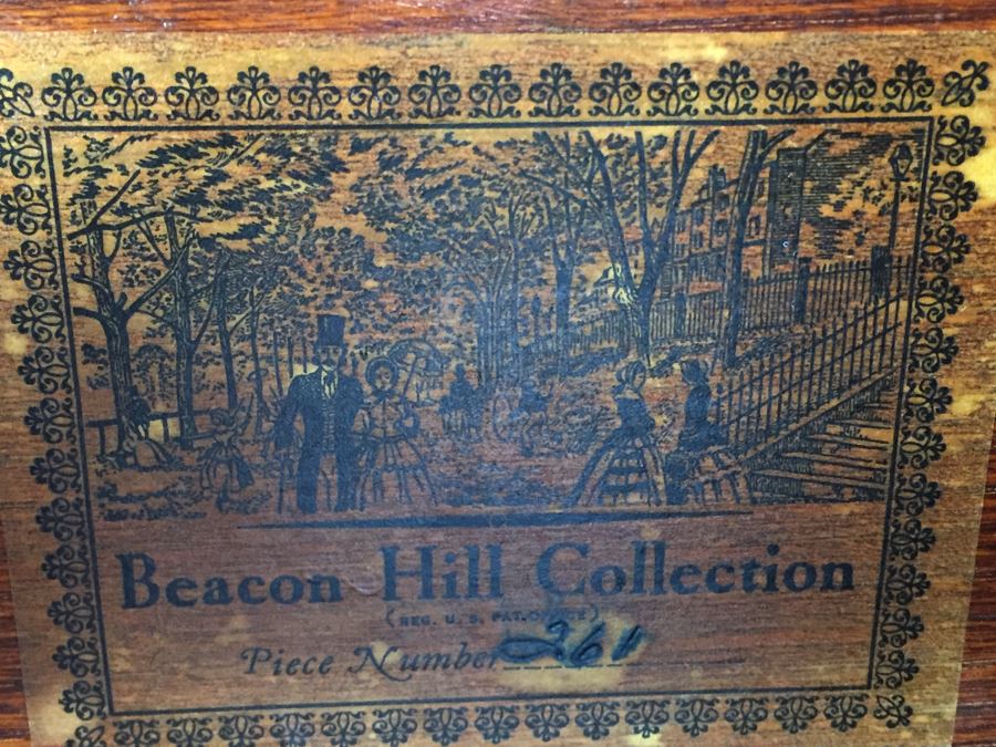 Stately Breakfront Bookcase With Bubble Glass Kaplan Furniture 'Beacon Hill Collection' With Pull Out Leather Top Secretary Desk [Photo 23]