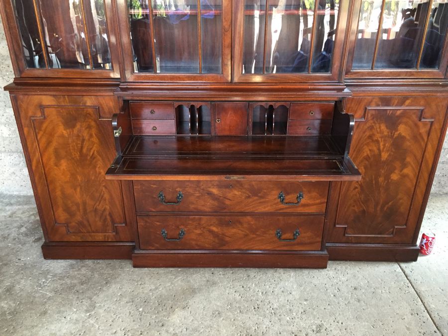 Stately Breakfront Bookcase With Bubble Glass Kaplan ...