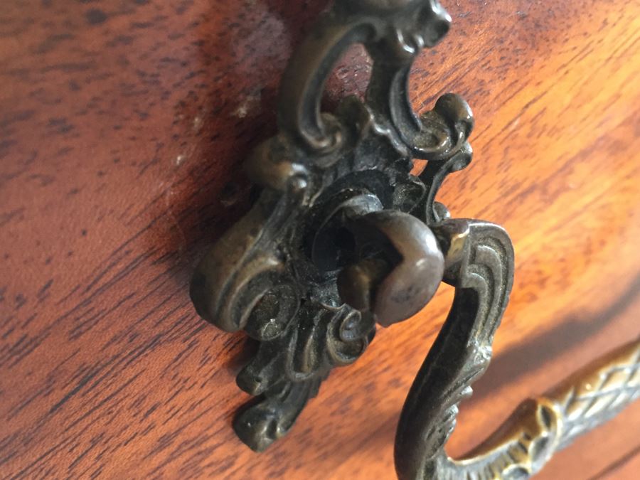 Stately Breakfront Bookcase With Bubble Glass Kaplan Furniture 'Beacon Hill Collection' With Pull Out Leather Top Secretary Desk [Photo 27]