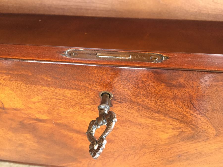 Stately Breakfront Bookcase With Bubble Glass Kaplan Furniture 'Beacon Hill Collection' With Pull Out Leather Top Secretary Desk [Photo 20]