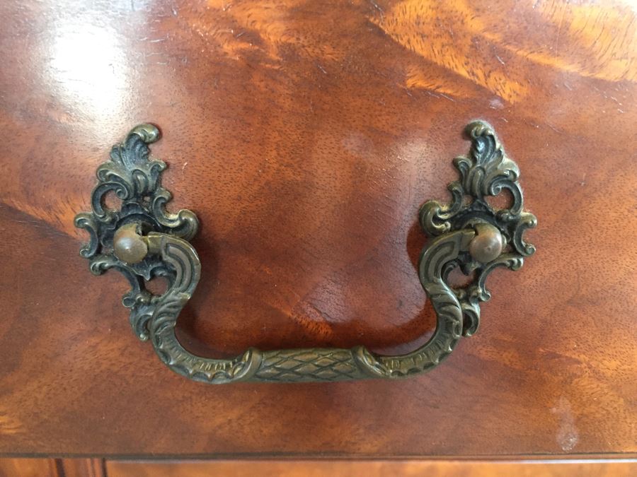 Stately Breakfront Bookcase With Bubble Glass Kaplan Furniture 'Beacon Hill Collection' With Pull Out Leather Top Secretary Desk [Photo 22]