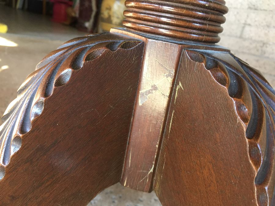 Stunning Leather Top Drum Pedestal Table With Drawer And Claw Feet [Photo 11]