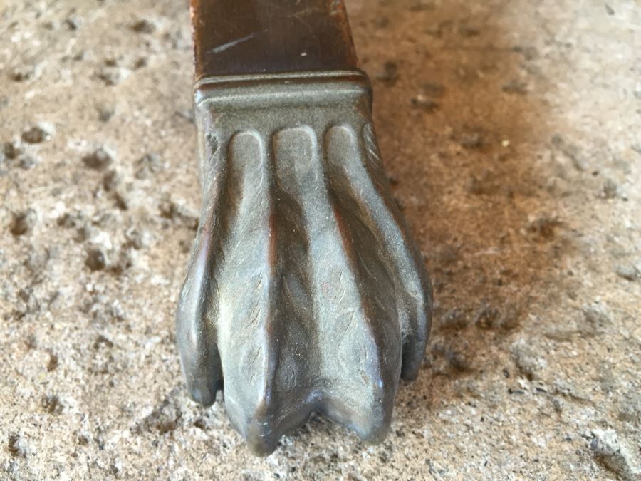 Stunning Leather Top Drum Pedestal Table With Drawer And Claw Feet [Photo 9]