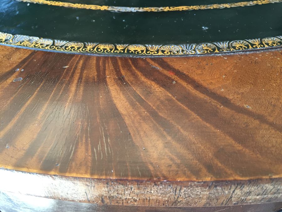 Stunning Leather Top Drum Pedestal Table With Drawer And Claw Feet [Photo 7]