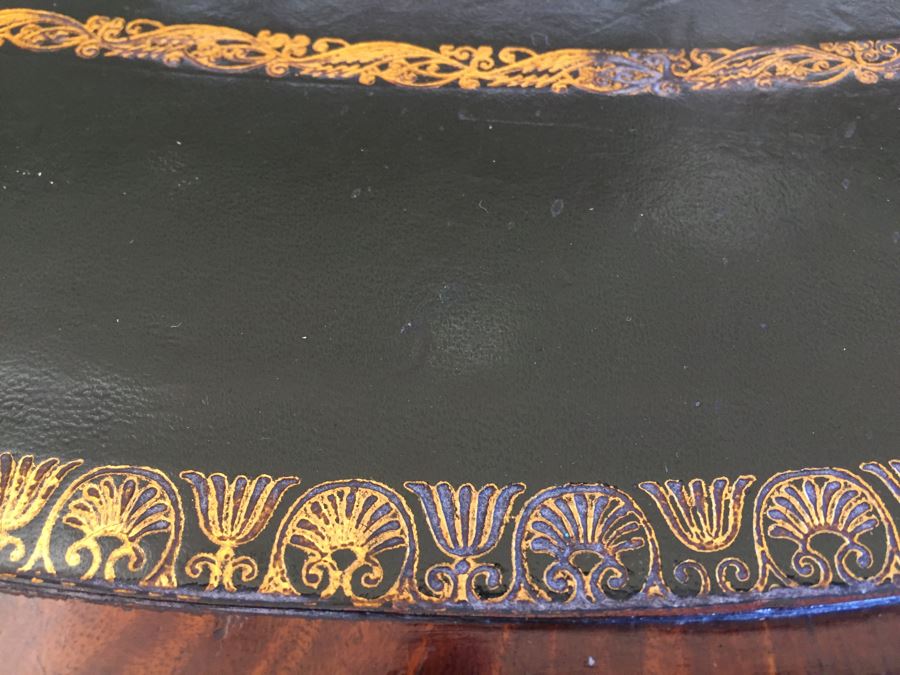 Stunning Leather Top Drum Pedestal Table With Drawer And Claw Feet [Photo 6]