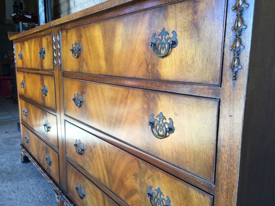 Stunning Unique Chinoiserie Hollywood Regency Two Piece Chest Of Drawers [Photo 9]