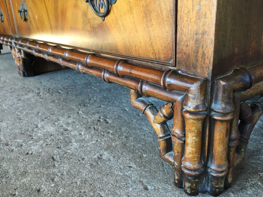 Stunning Unique Chinoiserie Hollywood Regency Two Piece Chest Of Drawers [Photo 8]